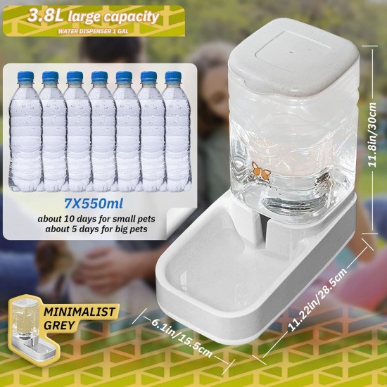 Old Tjikko Automatic Food and Water Dispenser for Cats and Dogs, Automatic Feeder and Water Drinker Set for Small Animals, Dog Bowl, 3.8 Litres PBA Free Old Tjikko Automatic Food and Water Dispenser for Cats and Dogs, Automatic Feeder and Water Drinker Set for Small Animals, Dog Bowl, 3.8 Litres PBA Free