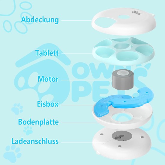 Ownpets 6 Meals Automatic Cat Feeder for Wet/Dry Food, with 2 Ice Packs, Automatic Cat Wet Food, Timed Pet Feeder, Car Feeder for Cats, Small Dogs Ownpets 6 Meals Automatic Cat Feeder for Wet/Dry Food, with 2 Ice Packs, Automatic Cat Wet Food, Timed Pet Feeder, Car Feeder for Cats, Small Dogs