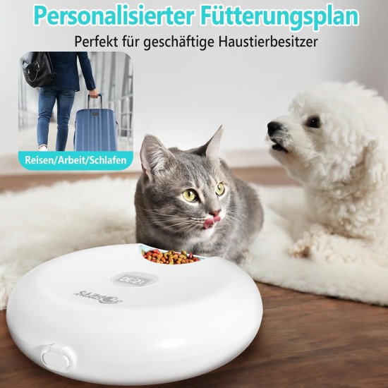 Ownpets 6 Meals Automatic Cat Feeder for Wet/Dry Food, with 2 Ice Packs, Automatic Cat Wet Food, Timed Pet Feeder, Car Feeder for Cats, Small Dogs Ownpets 6 Meals Automatic Cat Feeder for Wet/Dry Food, with 2 Ice Packs, Automatic Cat Wet Food, Timed Pet Feeder, Car Feeder for Cats, Small Dogs