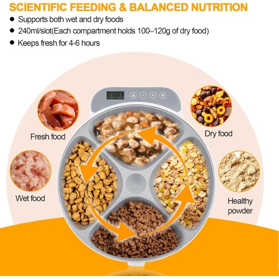 Ownpets Automatic Cat Feeder for Wet/Dry Food, with Programmable Timer, 4 Meals with 2 Ice Packs, Wireless Battery Operated, Protect Paw Design Ownpets Automatic Cat Feeder for Wet/Dry Food, with Programmable Timer, 4 Meals with 2 Ice Packs, Wireless Battery Operated, Protect Paw Design