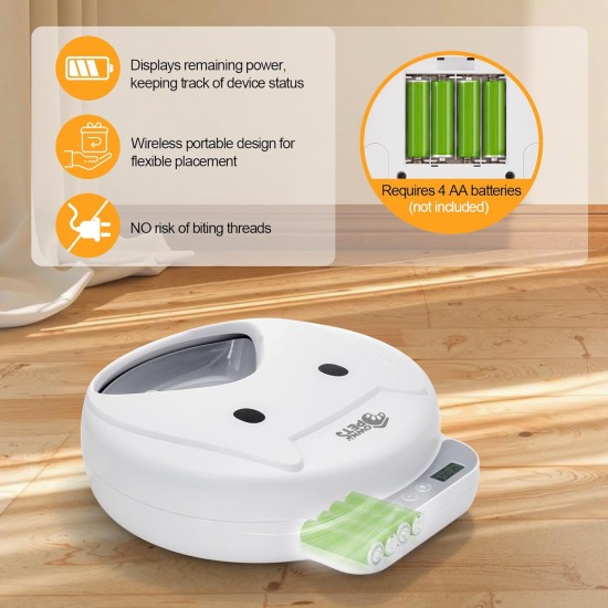 Ownpets Automatic Cat Feeder for Wet/Dry Food, with Programmable Timer, 4 Meals with 2 Ice Packs, Wireless Battery Operated, Protect Paw Design Ownpets Automatic Cat Feeder for Wet/Dry Food, with Programmable Timer, 4 Meals with 2 Ice Packs, Wireless Battery Operated, Protect Paw Design