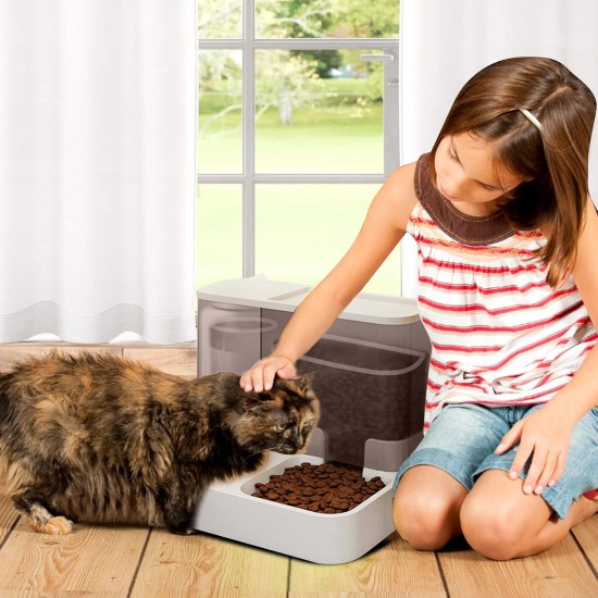 PETCUTE 2-in-1 Automatic Food and Water Dispenser, Water Dispenser for Medium Pets, Pets Automatic Food 2.8 L and Water Dispenser 1 L, Removable Cleaning, Dry-Wet Separation PETCUTE 2-in-1 Automatic Food and Water Dispenser, Water Dispenser for Medium Pets, Pets Automatic Food 2.8 L and Water Dispenser 1 L, Removable Cleaning, Dry-Wet Separation