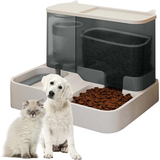 PETCUTE 2-in-1 Automatic Food and Water Dispenser, Water Dispenser for Medium Pets, Pets Automatic Food 2.8 L and Water Dispenser 1 L, Removable Cleaning, Dry-Wet Separation PETCUTE 2-in-1 Automatic Food and Water Dispenser, Water Dispenser for Medium Pets, Pets Automatic Food 2.8 L and Water Dispenser 1 L, Removable Cleaning, Dry-Wet Separation
