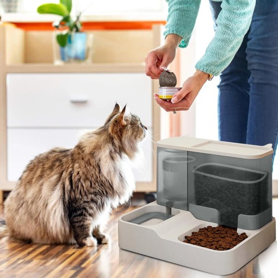 PETCUTE 2-in-1 Automatic Food and Water Dispenser, Water Dispenser for Medium Pets, Pets Automatic Food 2.8 L and Water Dispenser 1 L, Removable Cleaning, Dry-Wet Separation PETCUTE 2-in-1 Automatic Food and Water Dispenser, Water Dispenser for Medium Pets, Pets Automatic Food 2.8 L and Water Dispenser 1 L, Removable Cleaning, Dry-Wet Separation