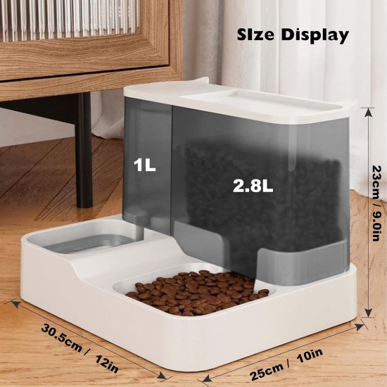 PETCUTE 2-in-1 Automatic Food and Water Dispenser, Water Dispenser for Medium Pets, Pets Automatic Food 2.8 L and Water Dispenser 1 L, Removable Cleaning, Dry-Wet Separation PETCUTE 2-in-1 Automatic Food and Water Dispenser, Water Dispenser for Medium Pets, Pets Automatic Food 2.8 L and Water Dispenser 1 L, Removable Cleaning, Dry-Wet Separation
