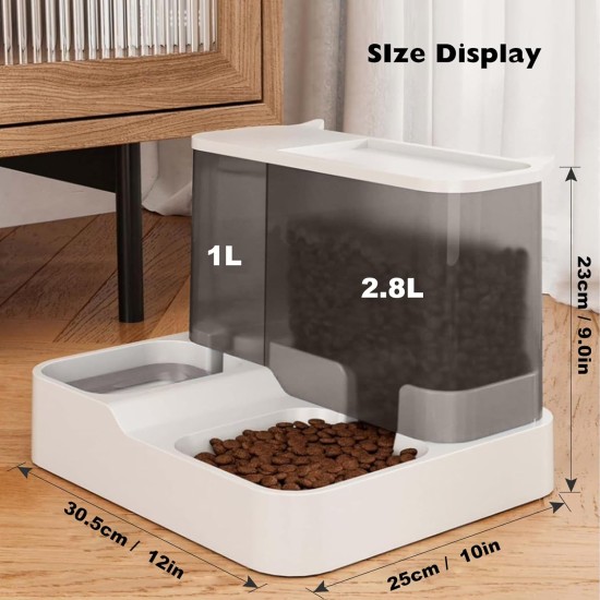 PETCUTE 2-in-1 Automatic Food and Water Dispenser, Water Dispenser for Medium Pets, Pets Automatic Food 2.8 L and Water Dispenser 1 L, Removable Cleaning, Dry-Wet Separation PETCUTE 2-in-1 Automatic Food and Water Dispenser, Water Dispenser for Medium Pets, Pets Automatic Food 2.8 L and Water Dispenser 1 L, Removable Cleaning, Dry-Wet Separation