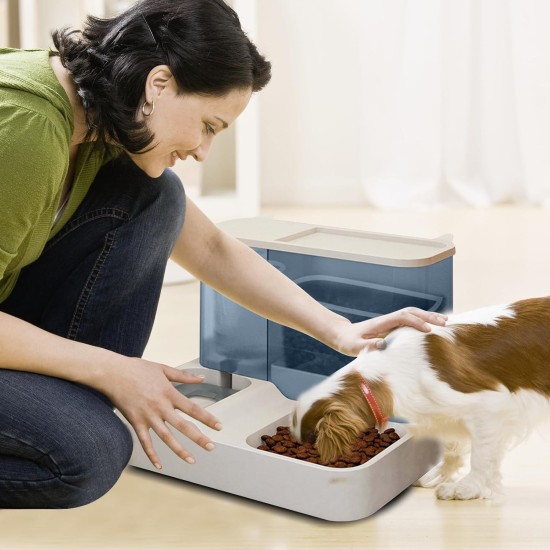 PETCUTE 2-in-1 Automatic Food and Water Dispenser, Water Dispenser for Medium Pets, Pets Automatic Food 2.8 L and Water Dispenser 1 L, Removable Cleaning, Dry-Wet Separation PETCUTE 2-in-1 Automatic Food and Water Dispenser, Water Dispenser for Medium Pets, Pets Automatic Food 2.8 L and Water Dispenser 1 L, Removable Cleaning, Dry-Wet Separation