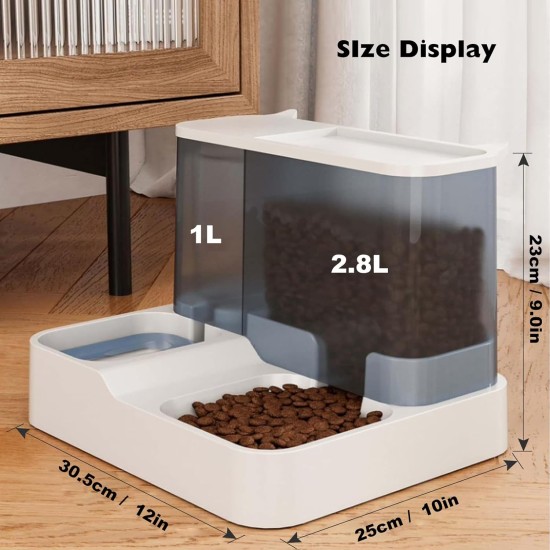 PETCUTE 2-in-1 Automatic Food and Water Dispenser, Water Dispenser for Medium Pets, Pets Automatic Food 2.8 L and Water Dispenser 1 L, Removable Cleaning, Dry-Wet Separation PETCUTE 2-in-1 Automatic Food and Water Dispenser, Water Dispenser for Medium Pets, Pets Automatic Food 2.8 L and Water Dispenser 1 L, Removable Cleaning, Dry-Wet Separation