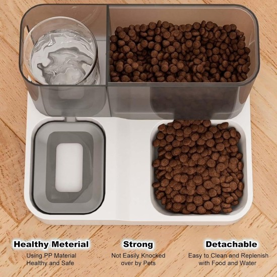 PETCUTE 2-in-1 Automatic Food and Water Dispenser, Water Dispenser for Medium Pets, Pets Automatic Food 2.8 L and Water Dispenser 1 L, Removable Cleaning, Dry-Wet Separation PETCUTE 2-in-1 Automatic Food and Water Dispenser, Water Dispenser for Medium Pets, Pets Automatic Food 2.8 L and Water Dispenser 1 L, Removable Cleaning, Dry-Wet Separation