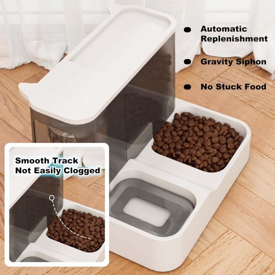 PETCUTE 2-in-1 Automatic Food and Water Dispenser, Water Dispenser for Medium Pets, Pets Automatic Food 2.8 L and Water Dispenser 1 L, Removable Cleaning, Dry-Wet Separation PETCUTE 2-in-1 Automatic Food and Water Dispenser, Water Dispenser for Medium Pets, Pets Automatic Food 2.8 L and Water Dispenser 1 L, Removable Cleaning, Dry-Wet Separation