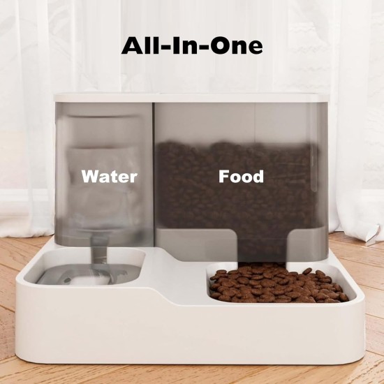 PETCUTE 2-in-1 Automatic Food and Water Dispenser, Water Dispenser for Medium Pets, Pets Automatic Food 2.8 L and Water Dispenser 1 L, Removable Cleaning, Dry-Wet Separation PETCUTE 2-in-1 Automatic Food and Water Dispenser, Water Dispenser for Medium Pets, Pets Automatic Food 2.8 L and Water Dispenser 1 L, Removable Cleaning, Dry-Wet Separation