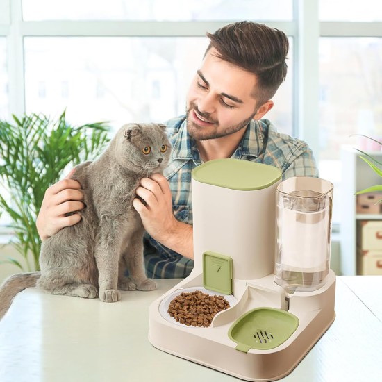 PETCUTE All-in-One Automatic Food and Water Dispenser for Pets, Gravity Feeder for Cats, Dog Water Dispenser, Automatic Pet Feeder for Wet/Dry Food PETCUTE All-in-One Automatic Food and Water Dispenser for Pets, Gravity Feeder for Cats, Dog Water Dispenser, Automatic Pet Feeder for Wet/Dry Food