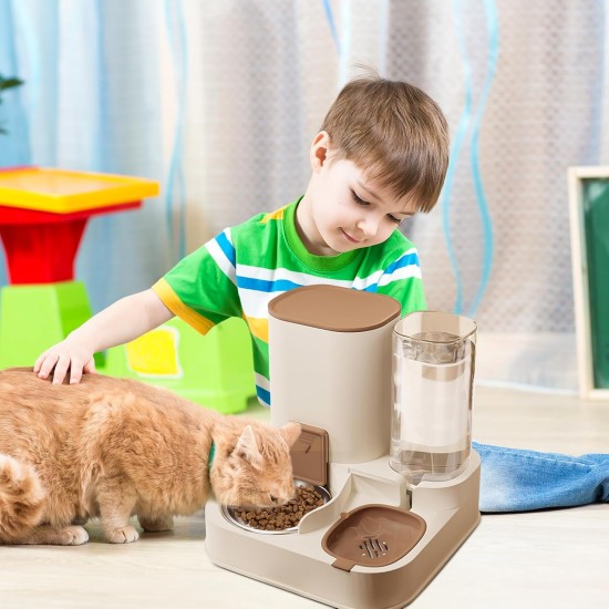 PETCUTE All-in-One Automatic Food and Water Dispenser for Pets, Gravity Feeder for Cats, Dog Water Dispenser, Automatic Pet Feeder for Wet/Dry Food PETCUTE All-in-One Automatic Food and Water Dispenser for Pets, Gravity Feeder for Cats, Dog Water Dispenser, Automatic Pet Feeder for Wet/Dry Food