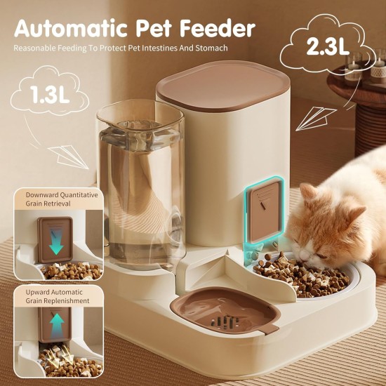 PETCUTE All-in-One Automatic Food and Water Dispenser for Pets, Gravity Feeder for Cats, Dog Water Dispenser, Automatic Pet Feeder for Wet/Dry Food PETCUTE All-in-One Automatic Food and Water Dispenser for Pets, Gravity Feeder for Cats, Dog Water Dispenser, Automatic Pet Feeder for Wet/Dry Food
