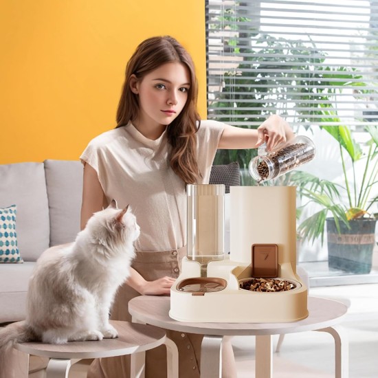 PETCUTE All-in-One Automatic Food and Water Dispenser for Pets, Gravity Feeder for Cats, Dog Water Dispenser, Automatic Pet Feeder for Wet/Dry Food PETCUTE All-in-One Automatic Food and Water Dispenser for Pets, Gravity Feeder for Cats, Dog Water Dispenser, Automatic Pet Feeder for Wet/Dry Food