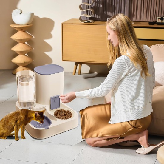 PETCUTE All-in-One Automatic Food and Water Dispenser for Pets, Gravity Feeder for Cats, Dog Water Dispenser, Automatic Pet Feeder for Wet/Dry Food PETCUTE All-in-One Automatic Food and Water Dispenser for Pets, Gravity Feeder for Cats, Dog Water Dispenser, Automatic Pet Feeder for Wet/Dry Food