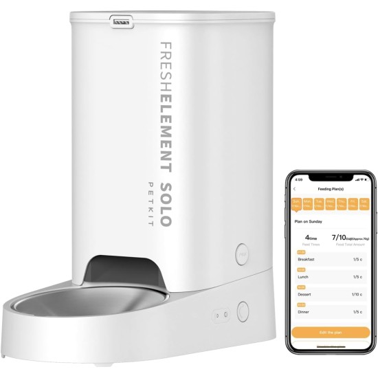 PETKIT Automatic Cat Feeder, 3 L, 1–10 Meals/Day for 1–15 Days, 304 Stainless Steel Bowl, Fresh Lock Technology PETKIT Automatic Cat Feeder, 3 L, 1–10 Meals/Day for 1–15 Days, 304 Stainless Steel Bowl, Fresh Lock Technology