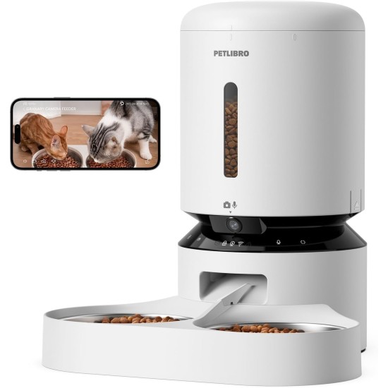 PETLIBRO 5L Automatic Cat Feeder 2 Bowls with 1080P Camera, 5G WiFi Cat Food Automatic with App & Night Vision, Motion & Sound Alarm for Pets, Dry Food Dispenser for Multiple Pets PETLIBRO 5L Automatic Cat Feeder 2 Bowls with 1080P Camera, 5G WiFi Cat Food Automatic with App & Night Vision, Motion & Sound Alarm for Pets, Dry Food Dispenser for Multiple Pets