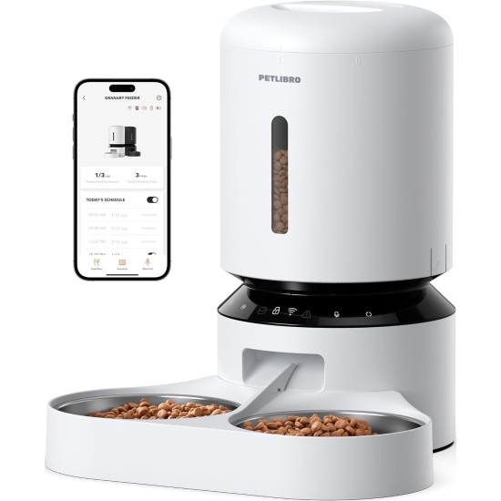 PETLIBRO 5L Automatic Feeder for 2 Cats and Dogs with App, 5G WiFi Pet Feeder, Automatic Cat Feeder with Sensor for Low Feed, 1-10 Meals a Day