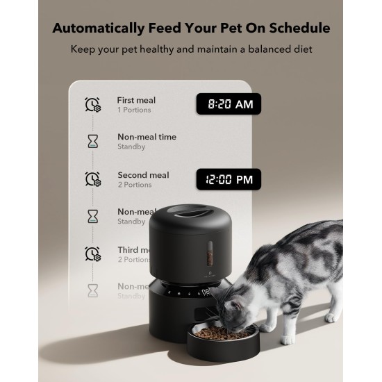 PETLIBRO Automatic Cat Feeder, 3L Dry Pet Feeder with Stainless Steel Bowl & Twist Lock Lid, Up to 50 Servings and 6 Meals a Day PETLIBRO Automatic Cat Feeder, 3L Dry Pet Feeder with Stainless Steel Bowl & Twist Lock Lid, Up to 50 Servings and 6 Meals a Day