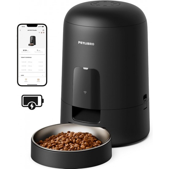 PETLIBRO Automatic Cat Feeder, Wireless 2.4G WiFi Intelligent Feeder Cat, Rechargeable Battery with 30 Days Battery Life, with Stainless Steel Bowl, App Control PETLIBRO Automatic Cat Feeder, Wireless 2.4G WiFi Intelligent Feeder Cat, Rechargeable Battery with 30 Days Battery Life, with Stainless Steel Bowl, App Control