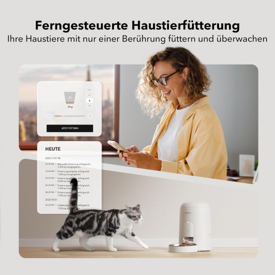 PETLIBRO Automatic Cat Feeder, Wireless 2.4G WiFi Intelligent Feeder Cat, Rechargeable Battery with 30 Days Battery Life, with Stainless Steel Bowl, App Control PETLIBRO Automatic Cat Feeder, Wireless 2.4G WiFi Intelligent Feeder Cat, Rechargeable Battery with 30 Days Battery Life, with Stainless Steel Bowl, App Control