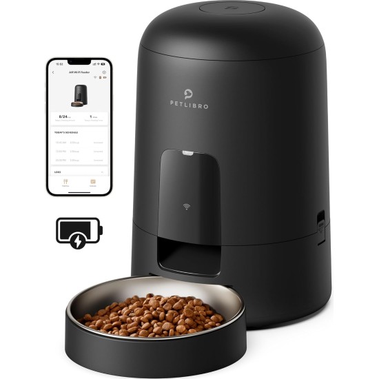 PETLIBRO Automatic Cat Feeder with App, Wireless 2.4G WiFi Enabled Intelligent Feeder, Rechargeable Battery with 30 Days Battery Life, with Stainless Steel Bowl, App Control PETLIBRO Automatic Cat Feeder with App, Wireless 2.4G WiFi Enabled Intelligent Feeder, Rechargeable Battery with 30 Days Battery Life, with Stainless Steel Bowl, App Control