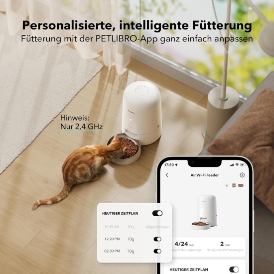 PETLIBRO Automatic Cat Feeder with App, Wireless 2.4G WiFi Enabled Intelligent Feeder, Rechargeable Battery with 30 Days Battery Life, with Stainless Steel Bowl, App Control PETLIBRO Automatic Cat Feeder with App, Wireless 2.4G WiFi Enabled Intelligent Feeder, Rechargeable Battery with 30 Days Battery Life, with Stainless Steel Bowl, App Control