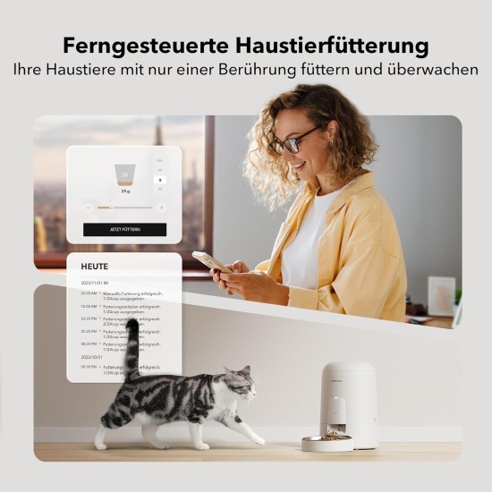 PETLIBRO Automatic Cat Feeder with App, Wireless 2.4G WiFi Enabled Intelligent Feeder, Rechargeable Battery with 30 Days Battery Life, with Stainless Steel Bowl, App Control PETLIBRO Automatic Cat Feeder with App, Wireless 2.4G WiFi Enabled Intelligent Feeder, Rechargeable Battery with 30 Days Battery Life, with Stainless Steel Bowl, App Control