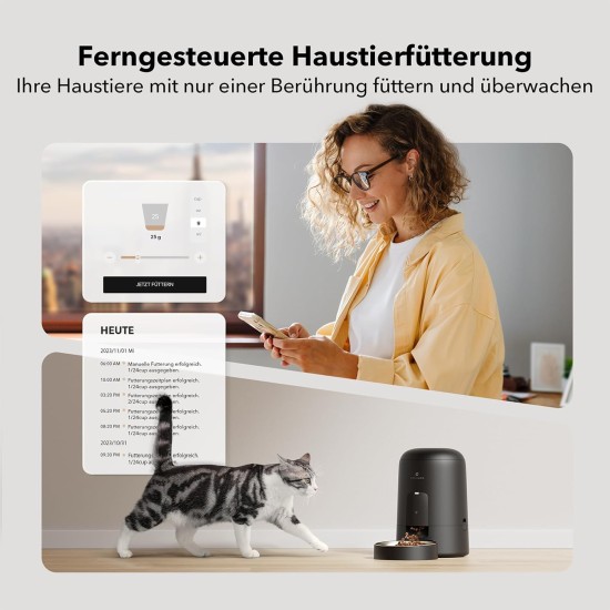 PETLIBRO Automatic Cat Feeder with App, Wireless 2.4G WiFi Enabled Intelligent Feeder, Rechargeable Battery with 30 Days Battery Life, with Stainless Steel Bowl, App Control PETLIBRO Automatic Cat Feeder with App, Wireless 2.4G WiFi Enabled Intelligent Feeder, Rechargeable Battery with 30 Days Battery Life, with Stainless Steel Bowl, App Control