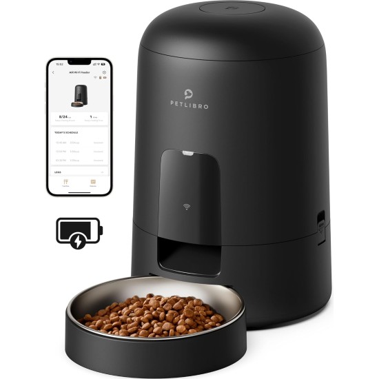 PETLIBRO Automatic Cat Feeder with App, Wireless 2.4G WiFi Enabled Intelligent Feeder, Rechargeable Battery with 30 Days Battery Life, with Stainless Steel Bowl, App Control PETLIBRO Automatic Cat Feeder with App, Wireless 2.4G WiFi Enabled Intelligent Feeder, Rechargeable Battery with 30 Days Battery Life, with Stainless Steel Bowl, App Control