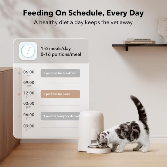 PETLIBRO Automatic Cat Food Dispenser, Automatic Cat Feeder Battery-Operated with 180-Day Battery Life, Air Pet Feeder for Cat & Dog, Timed Cat Feeder Program 1-6 Meals Control, 2L Car Cat Feeder PETLIBRO Automatic Cat Food Dispenser, Automatic Cat Feeder Battery-Operated with 180-Day Battery Life, Air Pet Feeder for Cat & Dog, Timed Cat Feeder Program 1-6 Meals Control, 2L Car Cat Feeder