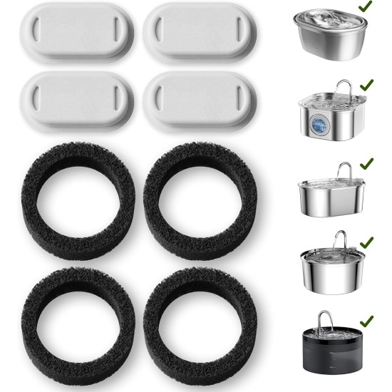 PETLIBRO Cat Fountain Filter, Pack of 4, 4 Filters for Cat Fountain, Stainless Steel, Triple Filtering Filter for Drinking Fountain for Cats and Dogs PETLIBRO Cat Fountain Filter, Pack of 4, 4 Filters for Cat Fountain, Stainless Steel, Triple Filtering Filter for Drinking Fountain for Cats and Dogs