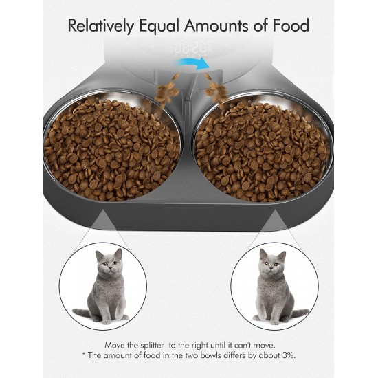 PETLIBRO Pet Food Splitter with Stainless Steel Bowls, Automatic Cat Feeder for Two Cats or Dogs, Suitable Automatic Cat Feeder PLAF005, PLAF006, PLAF103 PETLIBRO Pet Food Splitter with Stainless Steel Bowls, Automatic Cat Feeder for Two Cats or Dogs, Suitable Automatic Cat Feeder PLAF005, PLAF006, PLAF103
