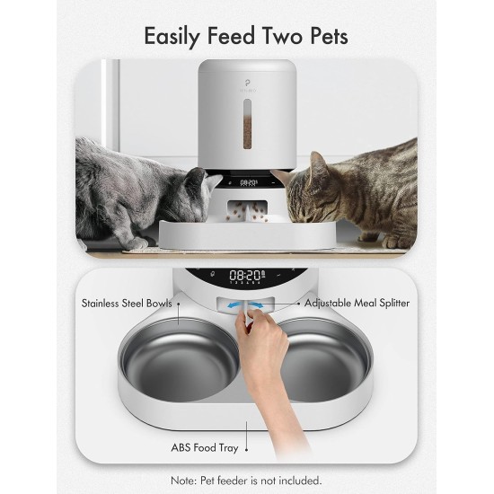 PETLIBRO Pet Food Splitter with Stainless Steel Bowls, Automatic Cat Feeder for Two Cats or Dogs, Suitable Automatic Cat Feeder PLAF005, PLAF006, PLAF103, PLAF203 PETLIBRO Pet Food Splitter with Stainless Steel Bowls, Automatic Cat Feeder for Two Cats or Dogs, Suitable Automatic Cat Feeder PLAF005, PLAF006, PLAF103, PLAF203