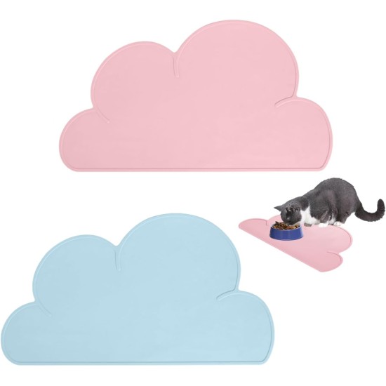Pack of 2 Cloud Placemats, Feeding Mats, Silicone Placemats, Feeding Mats for Pets, Insulated Placemats, Suitable for Pets (Blue + Pink) (47.9 cm x 26.7 cm) Pack of 2 Cloud Placemats, Feeding Mats, Silicone Placemats, Feeding Mats for Pets, Insulated Placemats, Suitable for Pets (Blue + Pink) (47.9 cm x 26.7 cm)