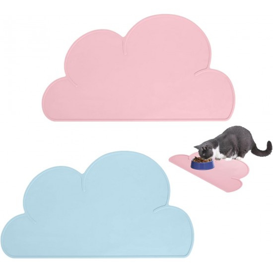 Pack of 2 Cloud Placemats, Feeding Mats, Silicone Placemats, Feeding Mats for Pets, Insulated Placemats, Suitable for Pets (Blue + Pink) (47.9 cm x 26.7 cm) Pack of 2 Cloud Placemats, Feeding Mats, Silicone Placemats, Feeding Mats for Pets, Insulated Placemats, Suitable for Pets (Blue + Pink) (47.9 cm x 26.7 cm)