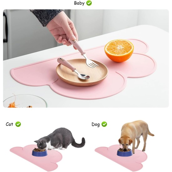 Pack of 2 Cloud Placemats, Feeding Mats, Silicone Placemats, Feeding Mats for Pets, Insulated Placemats, Suitable for Pets (Blue + Pink) (47.9 cm x 26.7 cm) Pack of 2 Cloud Placemats, Feeding Mats, Silicone Placemats, Feeding Mats for Pets, Insulated Placemats, Suitable for Pets (Blue + Pink) (47.9 cm x 26.7 cm)