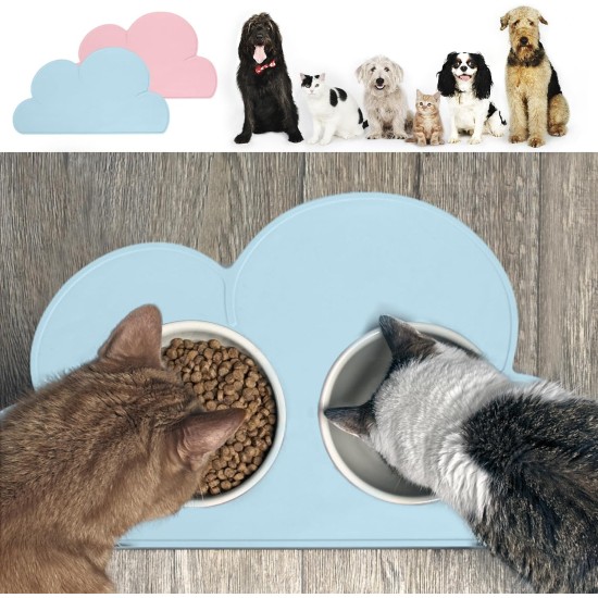 Pack of 2 Cloud Placemats, Feeding Mats, Silicone Placemats, Feeding Mats for Pets, Insulated Placemats, Suitable for Pets (Blue + Pink) (47.9 cm x 26.7 cm) Pack of 2 Cloud Placemats, Feeding Mats, Silicone Placemats, Feeding Mats for Pets, Insulated Placemats, Suitable for Pets (Blue + Pink) (47.9 cm x 26.7 cm)