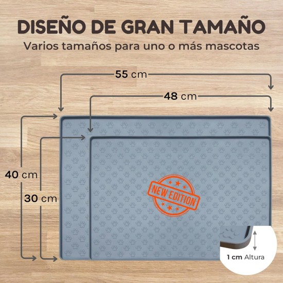 Pet Bowl Mat for Cats and Dogs Feeding Mat for Dog Food Silicone Mat Waterproof Non-Slip Raised Edge (55x40cm) Pet Bowl Mat for Cats and Dogs Feeding Mat for Dog Food Silicone Mat Waterproof Non-Slip Raised Edge (55x40cm)