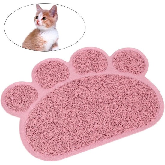 Pet Cat Litter Mat, SUAVER PVC Non-Slip Paw Shaped Cat Litter Tray Mat Pet Food Water Bowl Placement Mat Pet Feeding Mats, 30 x 40 cm (Lotus Pink) Pet Cat Litter Mat, SUAVER PVC Non-Slip Paw Shaped Cat Litter Tray Mat Pet Food Water Bowl Placement Mat Pet Feeding Mats, 30 x 40 cm (Lotus Pink)