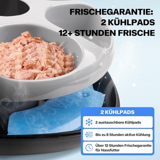 Pet Prime Automatic Cat Wet Food Feeder - Automatic 6-Way Feeder with 300 ml Servings, Cooling Function for Wet Food, 90 Days Battery Life for Cats and Dogs Pet Prime Automatic Cat Wet Food Feeder - Automatic 6-Way Feeder with 300 ml Servings, Cooling Function for Wet Food, 90 Days Battery Life for Cats and Dogs