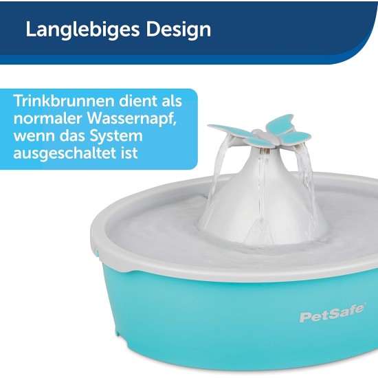 PetSafe Drinkwell Butterfly Drinking Fountain for Cats and Small Dogs, BPA-Free Plastic, 1.5 Litre Water Capacity, Blue PetSafe Drinkwell Butterfly Drinking Fountain for Cats and Small Dogs, BPA-Free Plastic, 1.5 Litre Water Capacity, Blue