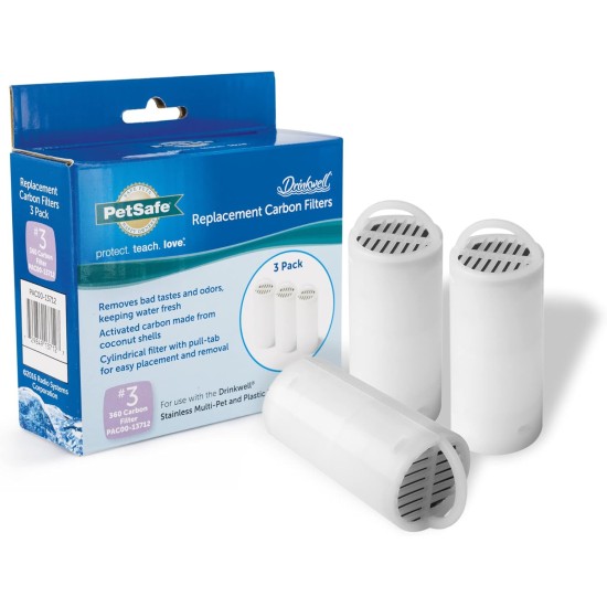 PetSafe Drinkwell Replacement Carbon Charcoal Filters for Drinkwell 360 Dog and Cat Water Fountain (Pack of 3) PetSafe Drinkwell Replacement Carbon Charcoal Filters for Drinkwell 360 Dog and Cat Water Fountain (Pack of 3)