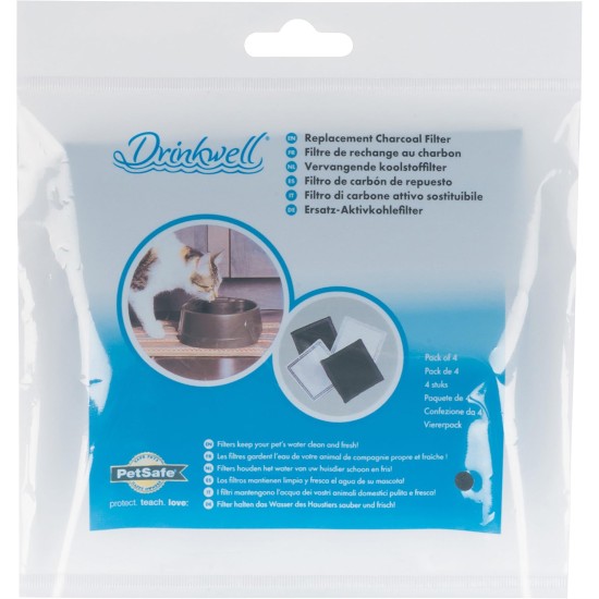 PetSafe Drinkwell Replacement Filter for Current Pet Fountains, Pack of 4, Organic Charcoal Carbon Filter for Cats and Dogs PetSafe Drinkwell Replacement Filter for Current Pet Fountains, Pack of 4, Organic Charcoal Carbon Filter for Cats and Dogs