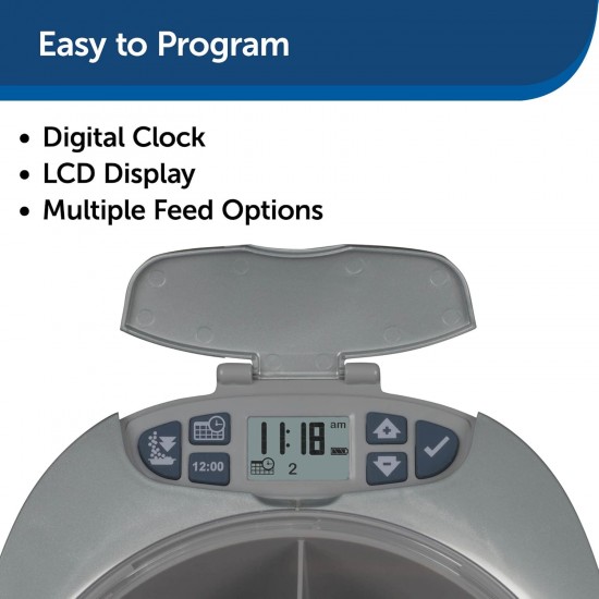 PetSafe Programmable Pet Feeder for 6 Meals, Automatic Feeder for Dogs and Cats, Dry or Semi-Moist Pet Food, Slow Feeding, Portion Control (6 PetSafe Programmable Pet Feeder for 6 Meals, Automatic Feeder for Dogs and Cats, Dry or Semi-Moist Pet Food, Slow Feeding, Portion Control (6
