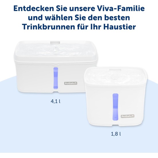 PetSafe Viva Drinking Fountain for Cats and Small Dogs - 4.1 l/140 oz, Indoor Cat Drinking Fountain with Extremely Quiet Pump, Dishwasher Safe, Easy Cleaning, Water Filter Included PetSafe Viva Drinking Fountain for Cats and Small Dogs - 4.1 l/140 oz, Indoor Cat Drinking Fountain with Extremely Quiet Pump, Dishwasher Safe, Easy Cleaning, Water Filter Included