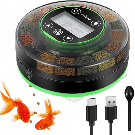 Petbank Automatic Feeder Aquarium Rechargeable Fish Feeder with Timer Feeder for Aquariums with USB Cable LCD Display Fish Feeder for Aquarium Fish Tank Petbank Automatic Feeder Aquarium Rechargeable Fish Feeder with Timer Feeder for Aquariums with USB Cable LCD Display Fish Feeder for Aquarium Fish Tank