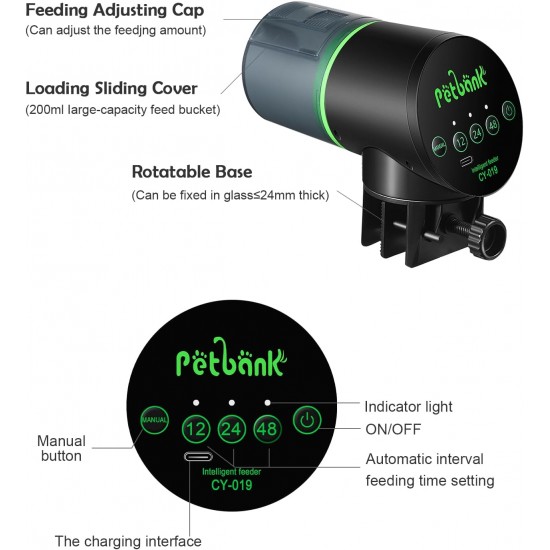Petbank Automatic Feeder Aquarium Rechargeable Fish Feeder with Timer Feeder for Aquariums with USB Cable LCD Display Fish Feeder for Aquarium Fish Tank Petbank Automatic Feeder Aquarium Rechargeable Fish Feeder with Timer Feeder for Aquariums with USB Cable LCD Display Fish Feeder for Aquarium Fish Tank