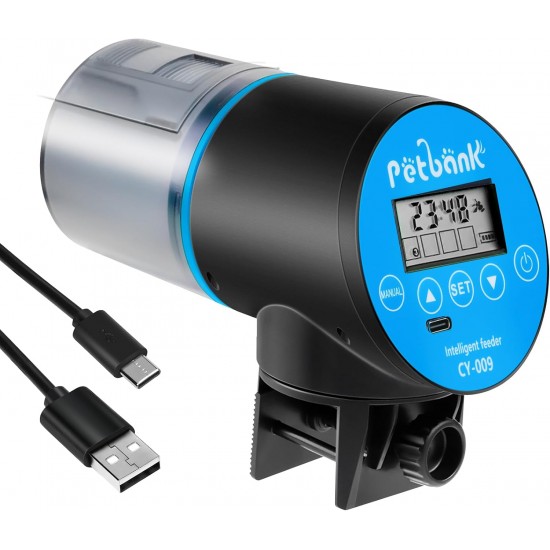 Petbank Automatic Feeder Aquarium Rechargeable Fish Feeder with Timer Feeder for Aquariums with USB Cable LCD Display Fish Feeder for Aquarium Fish Tank Petbank Automatic Feeder Aquarium Rechargeable Fish Feeder with Timer Feeder for Aquariums with USB Cable LCD Display Fish Feeder for Aquarium Fish Tank